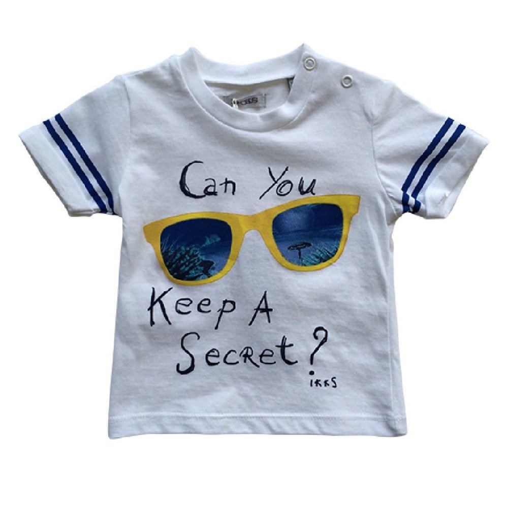 IKKS Baby Boy Big Sunglass Tee Shirt White